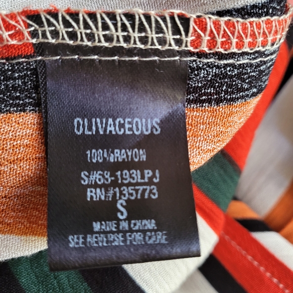 NWT Olivaceous Striped Rayon Wide Leg Pants with Side Slits, Multi Color size S - Picture 6 of 6